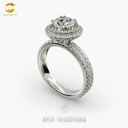Iced Out 14K Gold Moissanite Engagement Ring