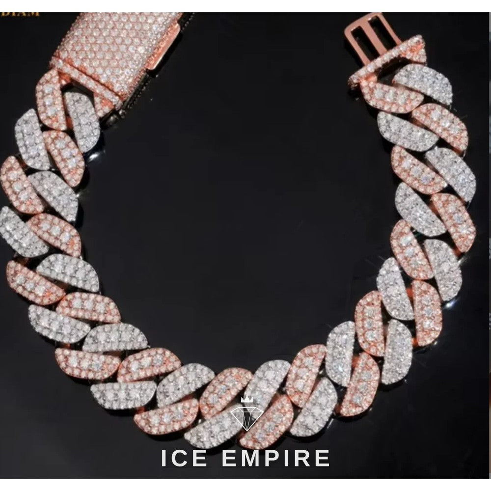 Iced Out Rose Gold Plated Moissanite Cuban Chain