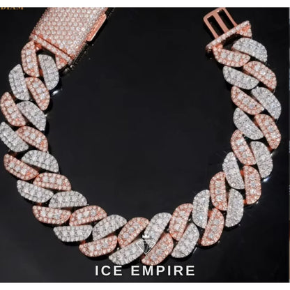 Iced Out Rose Gold Plated Moissanite Cuban Chain