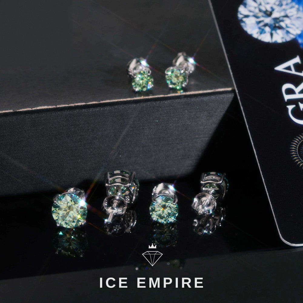 Iced Out 925 Silver Moissanite Stud Earrings