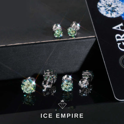 Iced Out 925 Silver Moissanite Stud Earrings