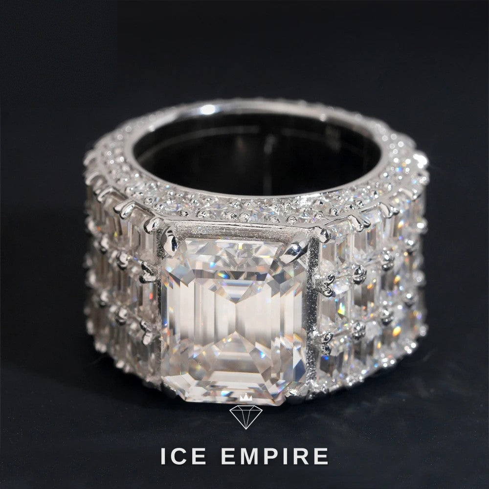 Iced Out 925 Silver Moissanite Engagement Ring