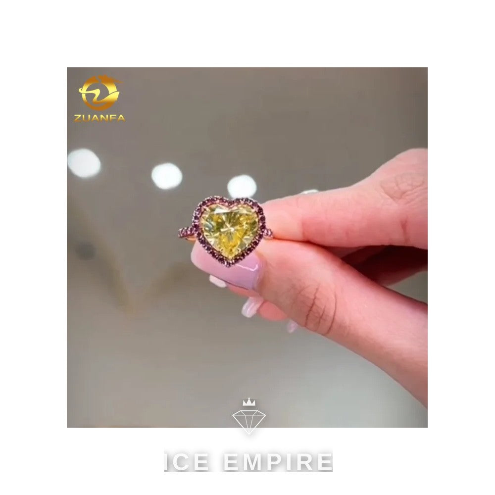Iced Out Heart 18K Gold Lab Grown Diamond Engagement Ring