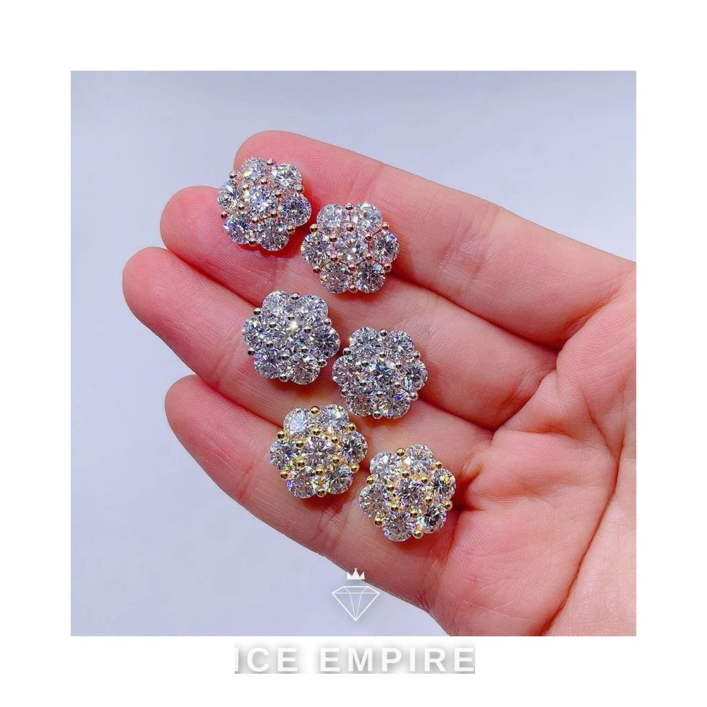 Iced Out Cluster 925 Silver Moissanite Earrings