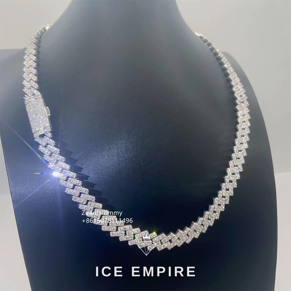 Iced Out 925 Silver Moissanite Cuban Chain