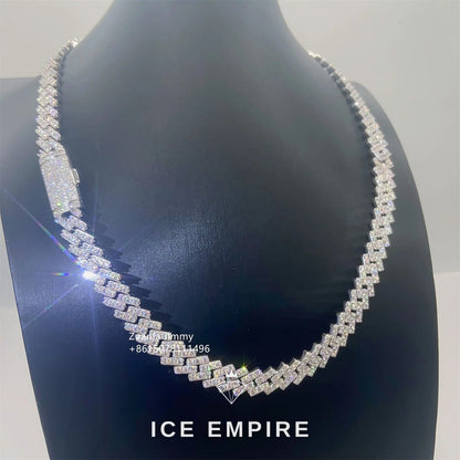 Iced Out 925 Silver Moissanite Cuban Chain