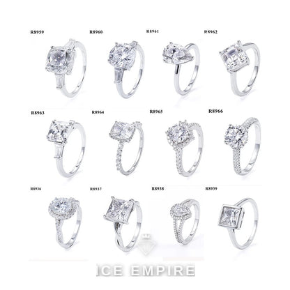 Iced Out 925 Silver Moissanite Engagement Ring