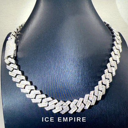 Iced Out Baguette Rose Gold Plated Moissanite Cuban Chain