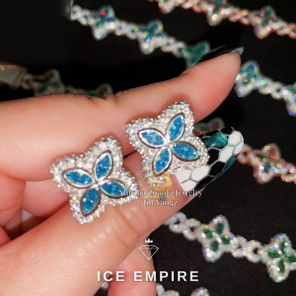Iced Out 925 Silver Moissanite Stud Earrings