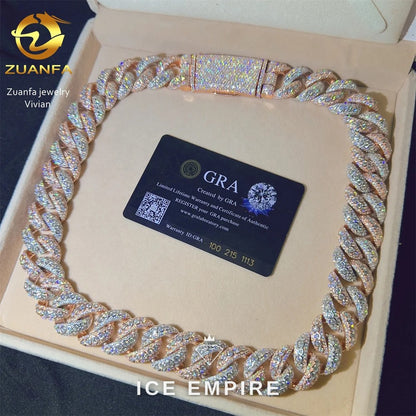 Iced Out Rose Gold Plated Moissanite Cuban Chain