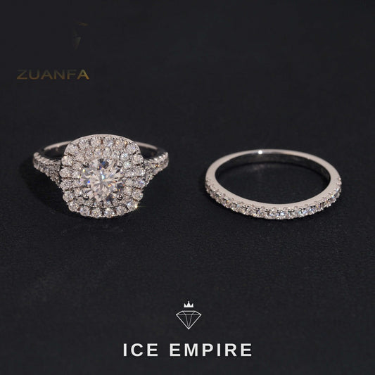 Iced Out 925 Silver Moissanite Engagement Ring