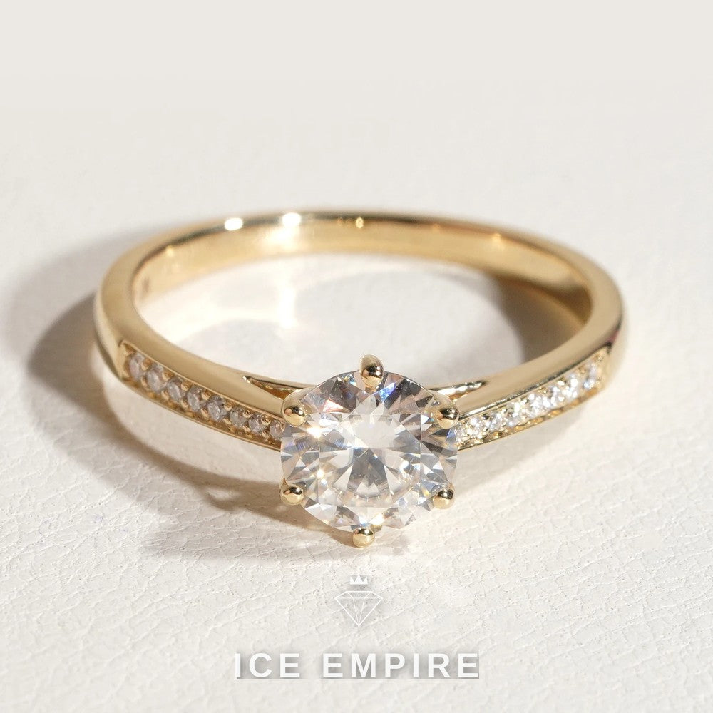 Iced Out 10K Gold Moissanite Engagement Ring