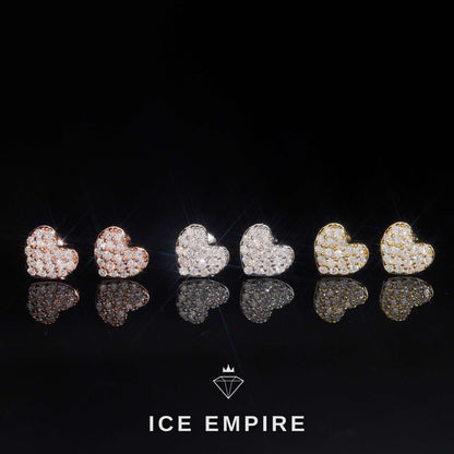 Iced Out Heart Gold Plated Moissanite Stud Earrings