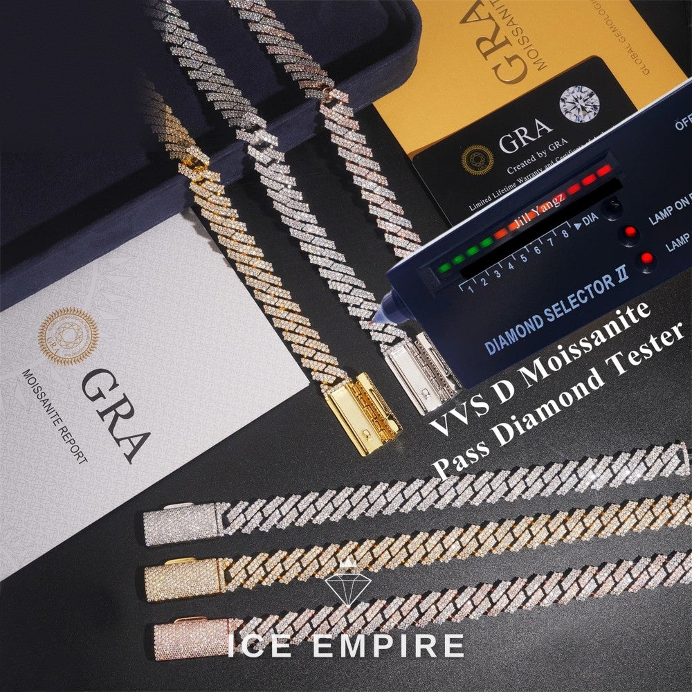 Iced Out Rose Gold Plated Moissanite Cuban Chain