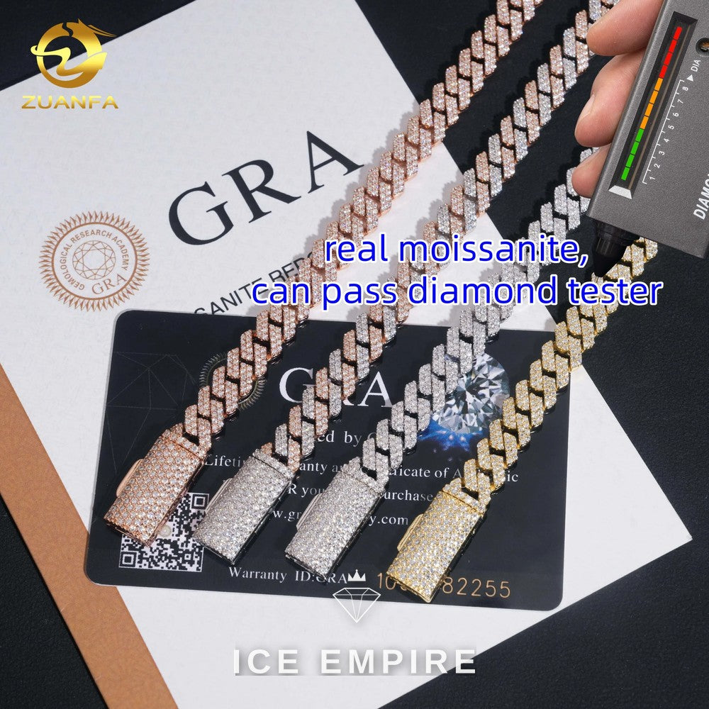 Iced Out Gold Plated Moissanite Cuban Chain