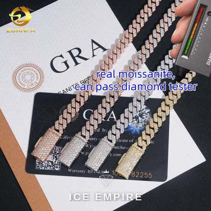 Iced Out Gold Plated Moissanite Cuban Chain