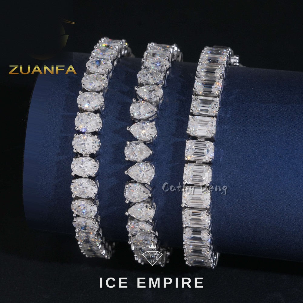 Iced Out 925 Silver Moissanite Tennis Bracelet