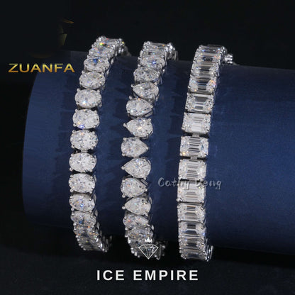 Iced Out 925 Silver Moissanite Tennis Bracelet
