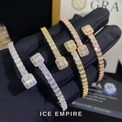 Iced Out Baguette 925 Silver Moissanite Bracelet