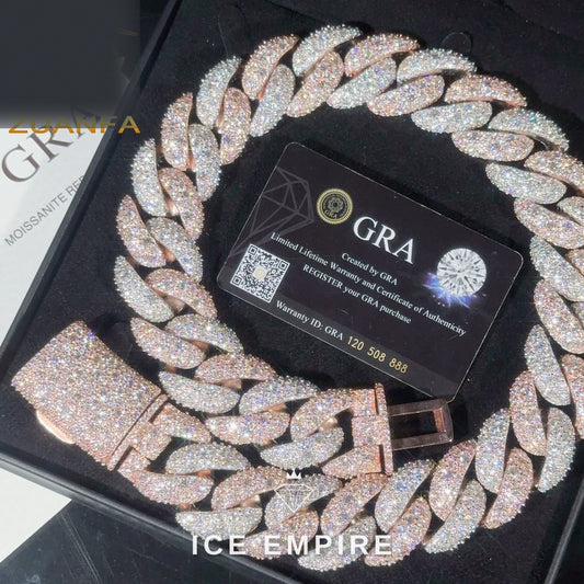 Iced Out Rose Gold Plated Moissanite Cuban Chain