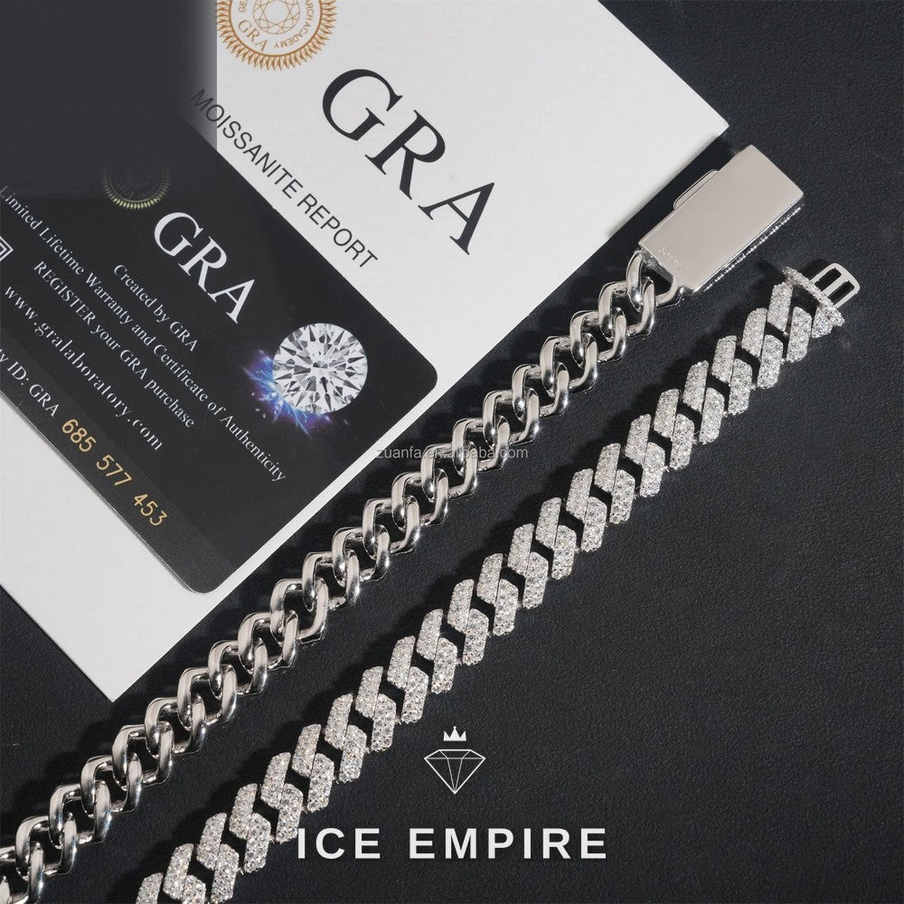 Iced Out 925 Silver Moissanite Cuban Chain