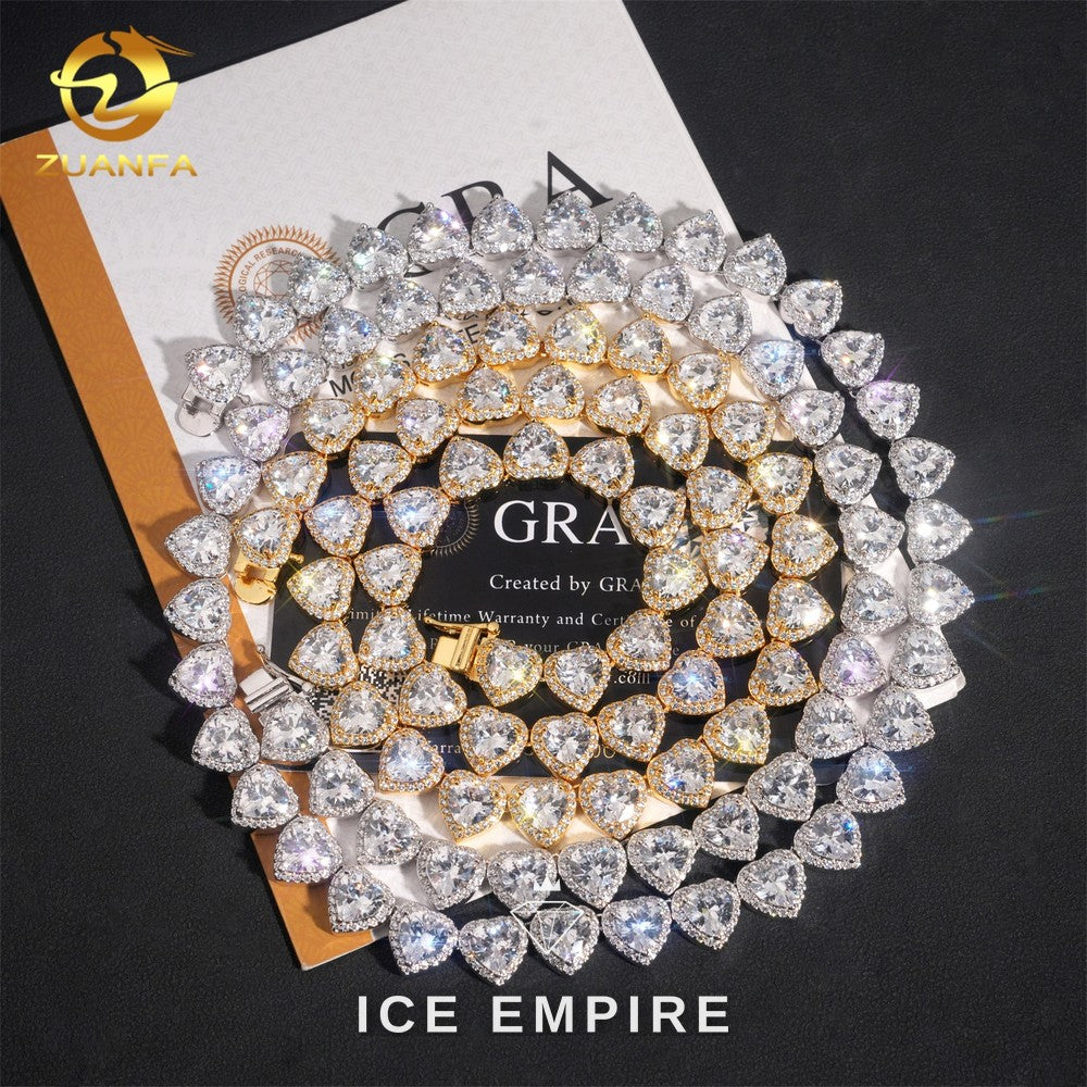 Iced Out Heart Rose Gold Plated Moissanite Cuban Chain