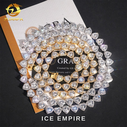 Iced Out Heart Rose Gold Plated Moissanite Cuban Chain