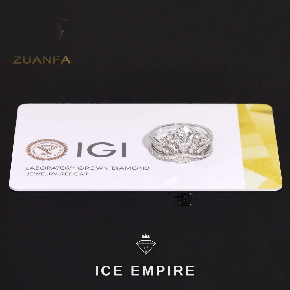 Iced Out Cluster 18K Gold Engagement Ring