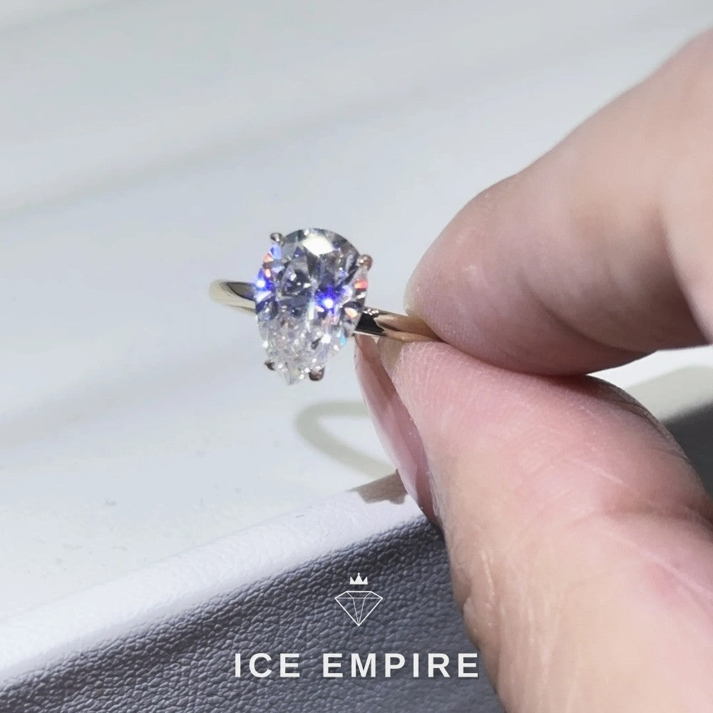 Iced Out 14K Gold Moissanite Engagement Ring