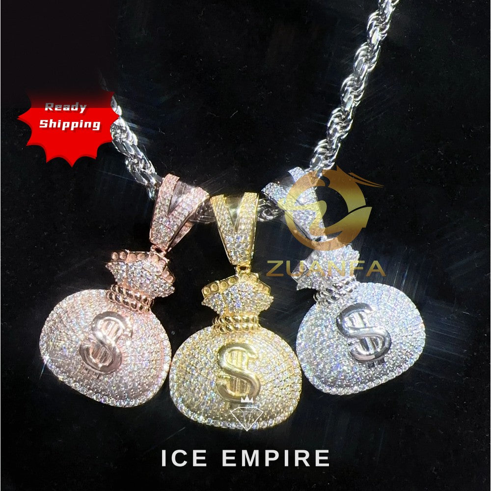 Iced Out Rose Gold Plated Moissanite Pendant