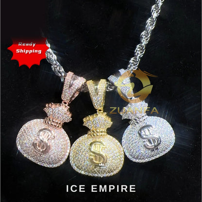 Iced Out Rose Gold Plated Moissanite Pendant