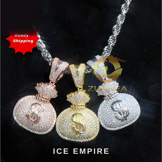 Iced Out Rose Gold Plated Moissanite Pendant