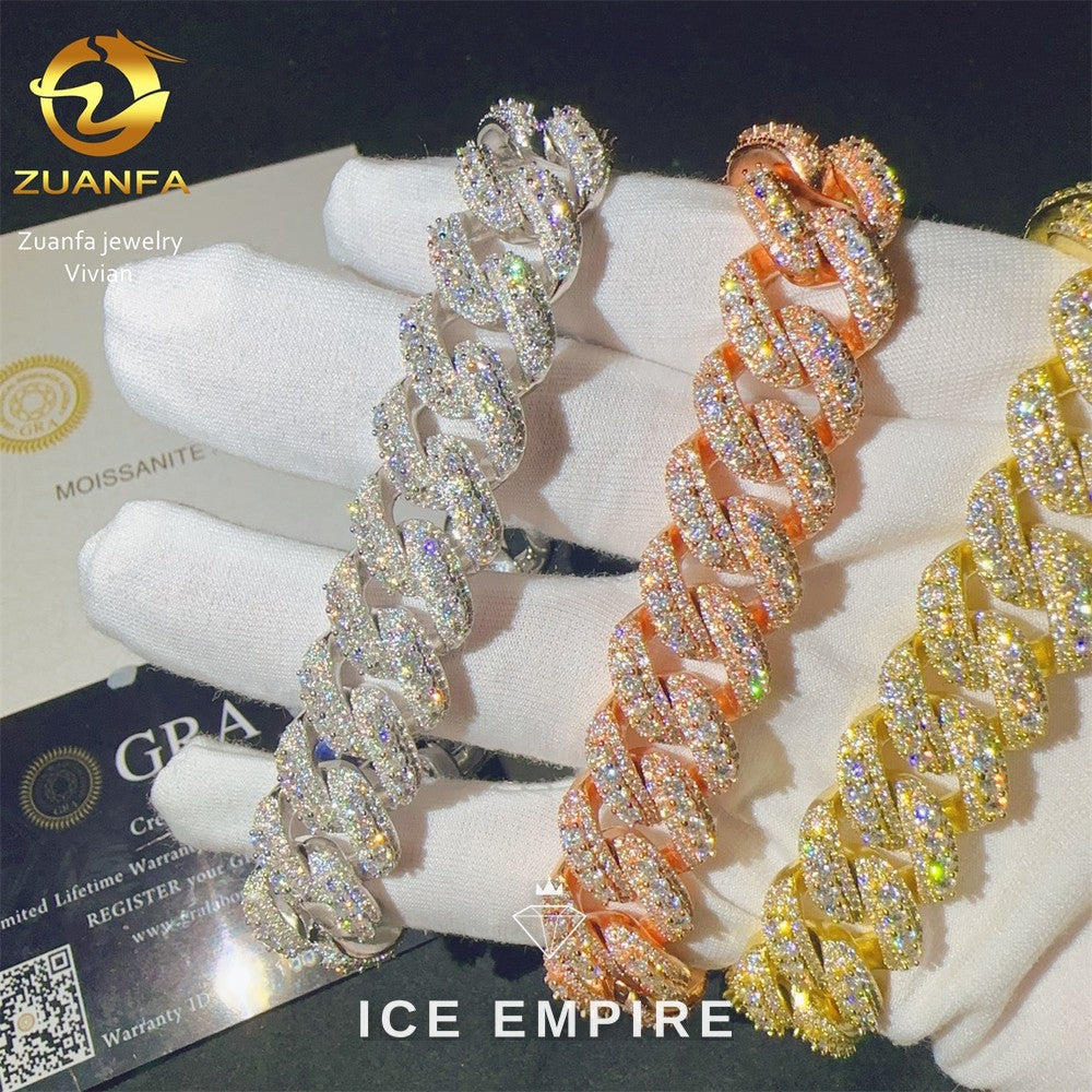 Iced Out 925 Silver Moissanite Cuban Chain