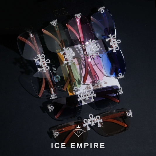 Iced Out Cross 925 Silver Glasses