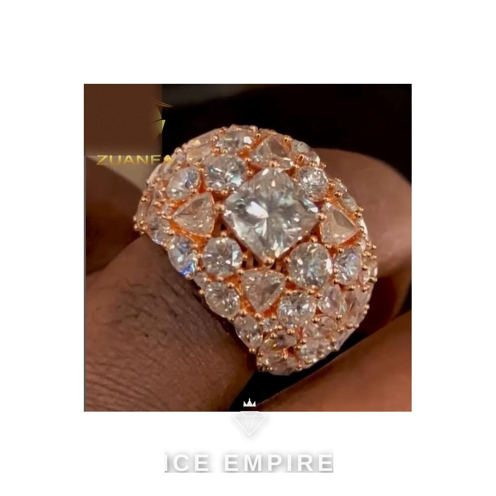 Iced Out Cluster 925 Silver Moissanite Ring