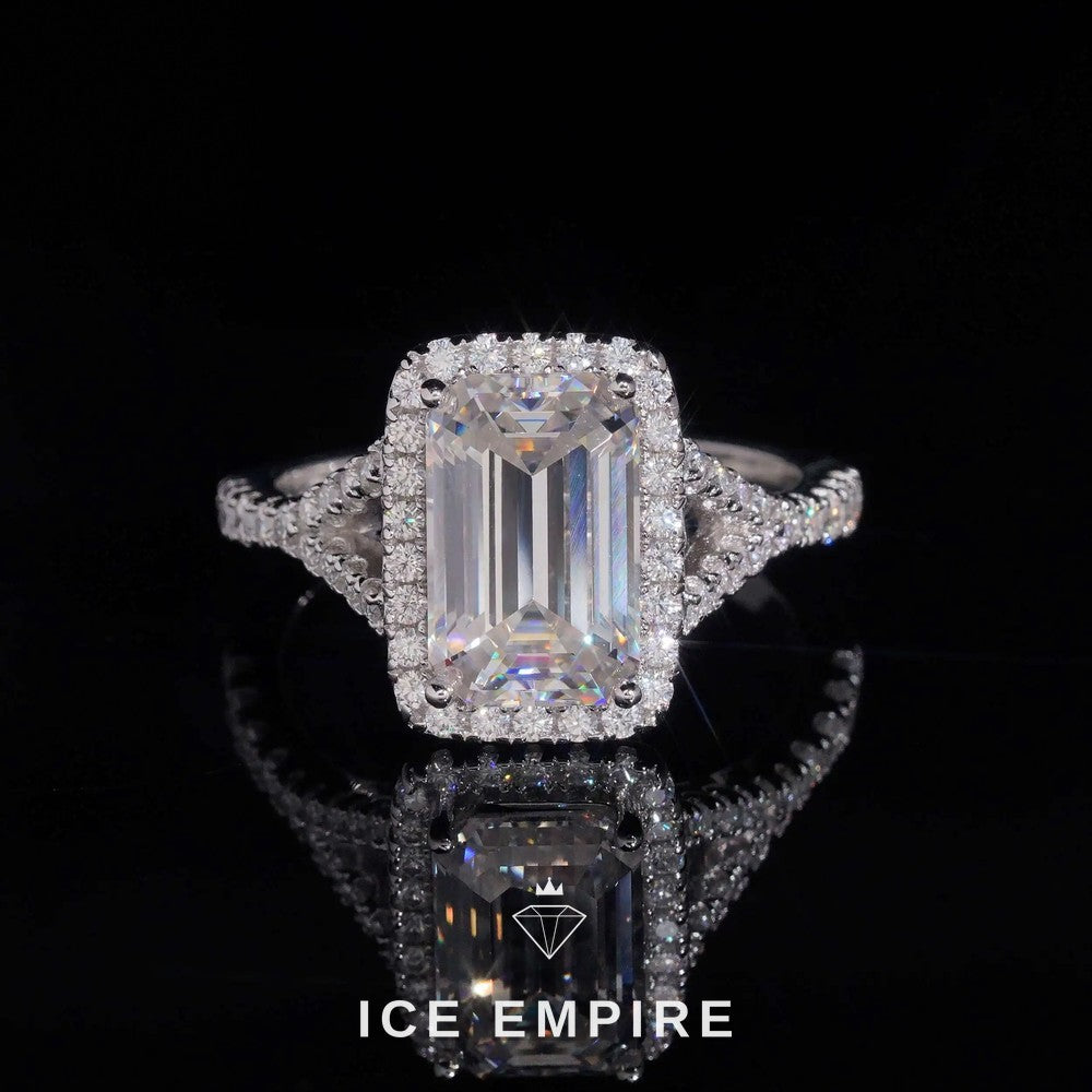 Iced Out Cluster Rose Gold Plated Moissanite Wedding Band