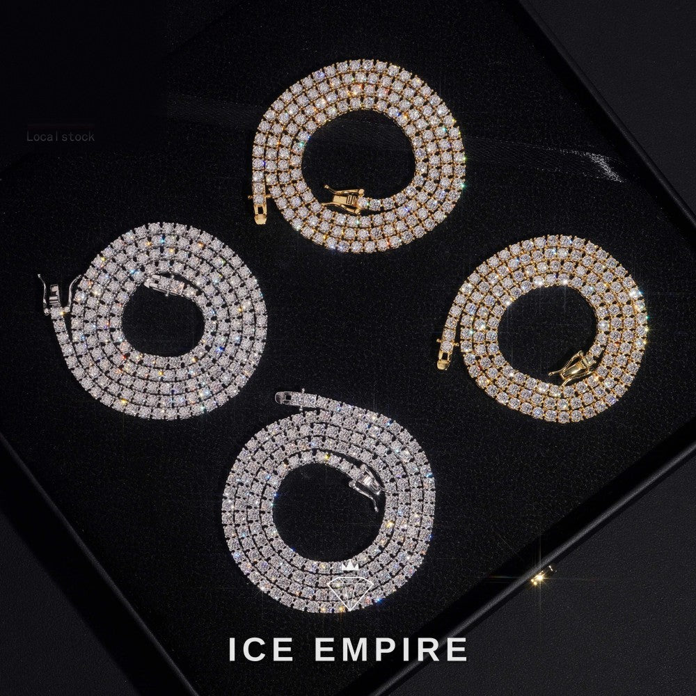 Iced Out Cluster Gold Plated Moissanite Tennis Chain
