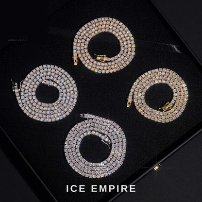Iced Out Cluster Gold Plated Moissanite Tennis Chain