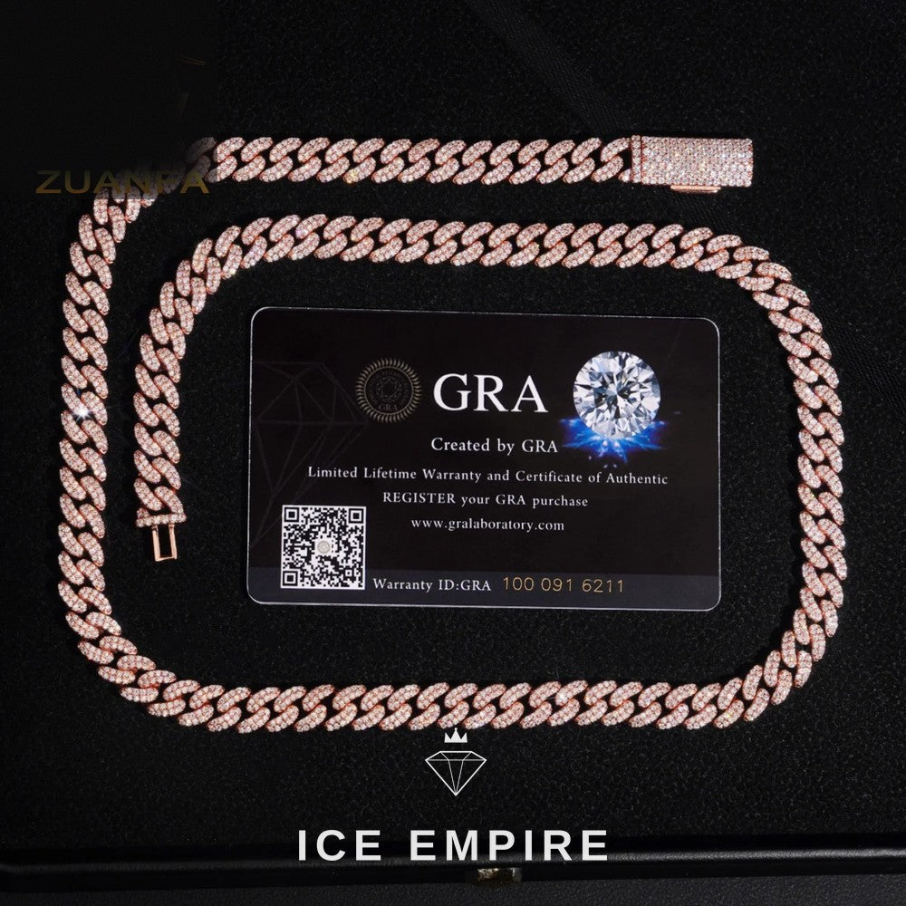 Iced Out Rose Gold Moissanite Cuban Chain