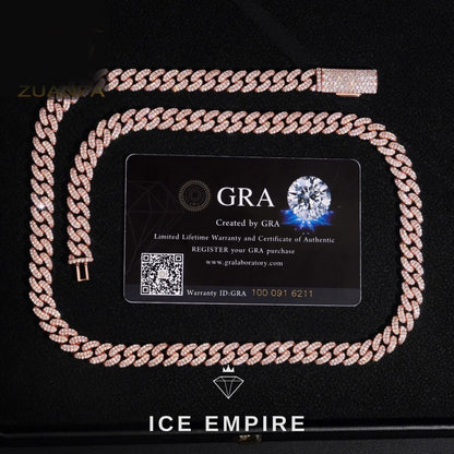 Iced Out Rose Gold Moissanite Cuban Chain