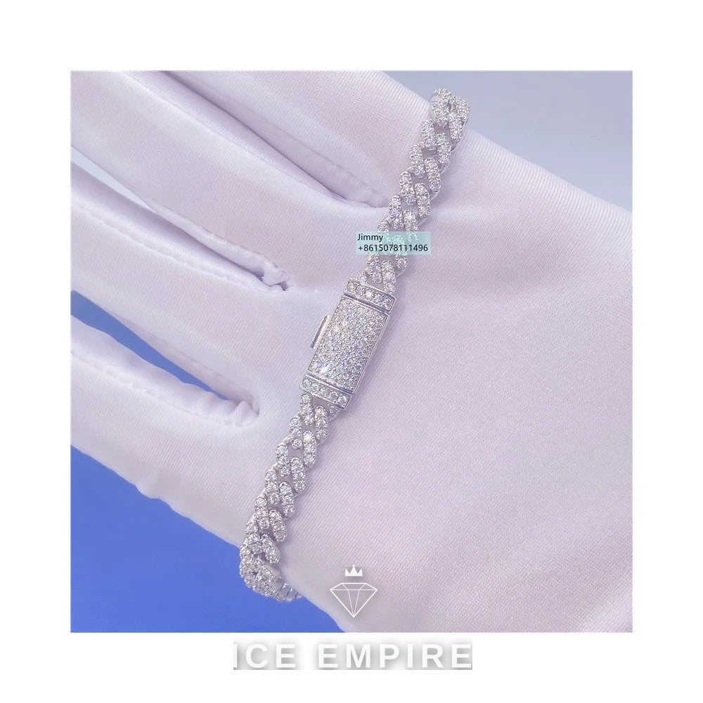 Iced Out 925 Silver Moissanite Cuban Chain