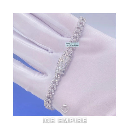 Iced Out 925 Silver Moissanite Cuban Chain