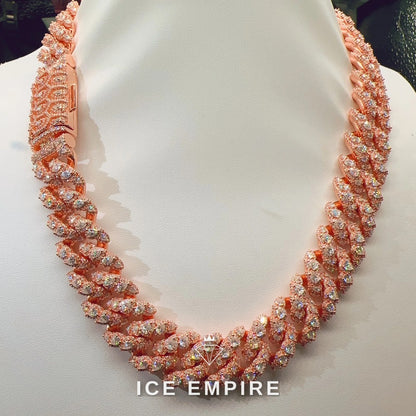 Iced Out Rose Gold Plated Moissanite Cuban Chain