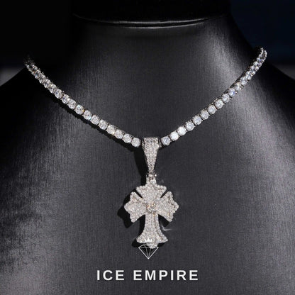 Iced Out Cross Gold Plated Lab Grown Diamond Pendant