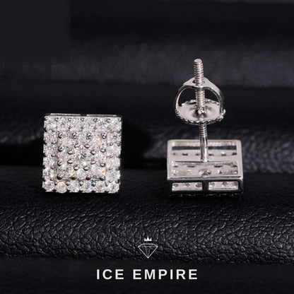 Iced Out Cluster 925 Silver Moissanite Stud Earrings