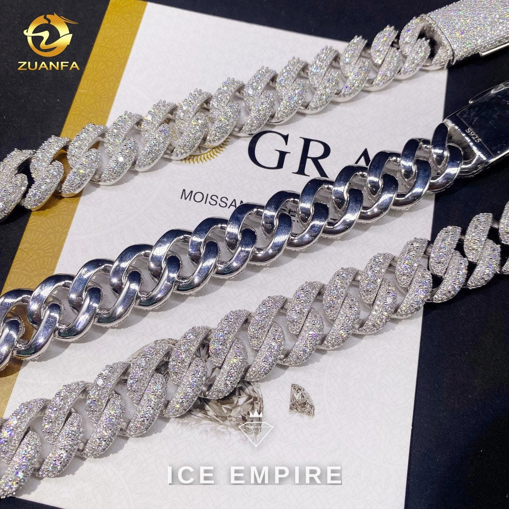 Iced Out Rose Gold Moissanite Cuban Chain