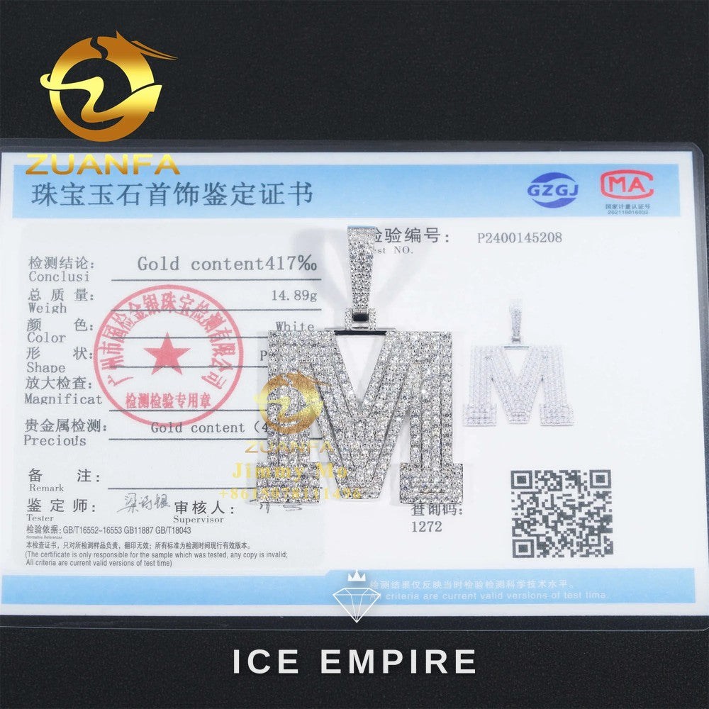 Iced Out 10K Gold Moissanite Pendant