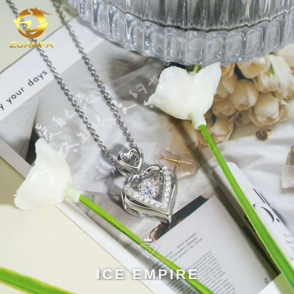 Iced Out Heart Rose Gold Plated Moissanite Pendant