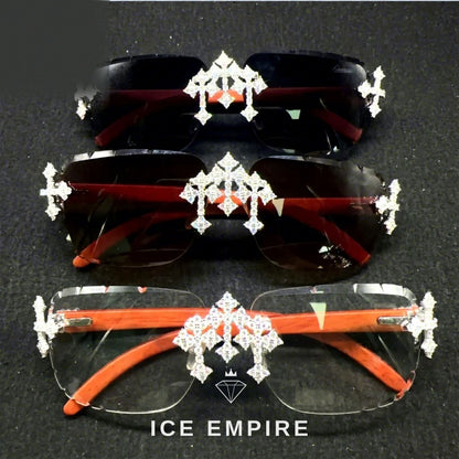 Iced Out Cross 925 Silver Moissanite Glasses
