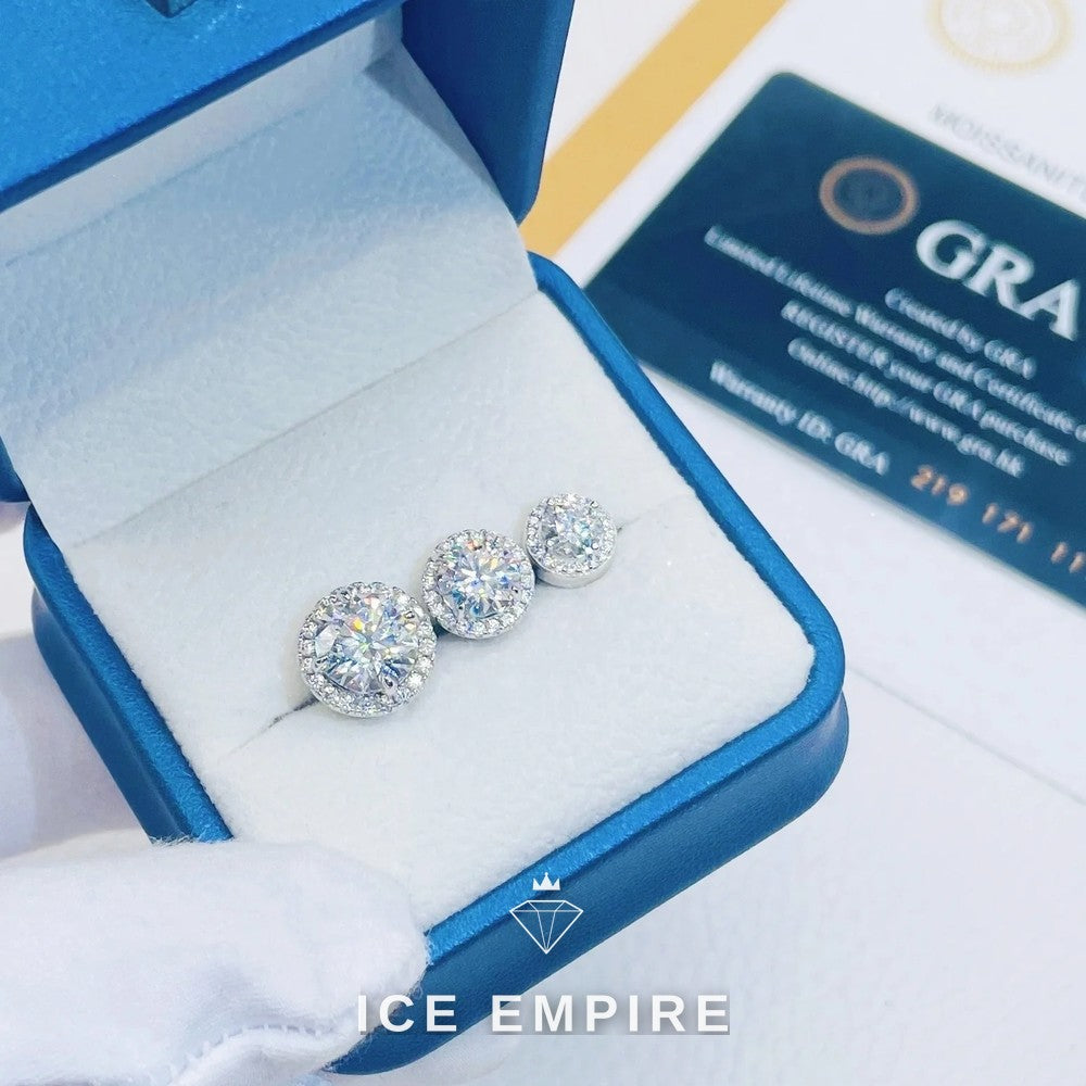 Iced Out 925 Silver Moissanite Stud Earrings